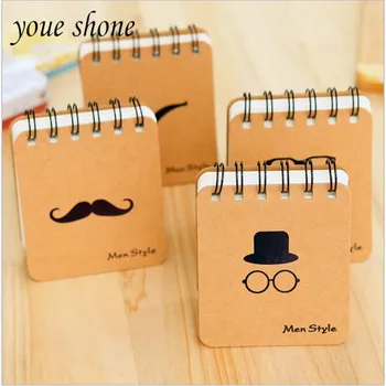 

YOUE SHONE 1PCS Portable Notepad Notebook Mr. Beard Series Coil Korean Book Student prize small gift