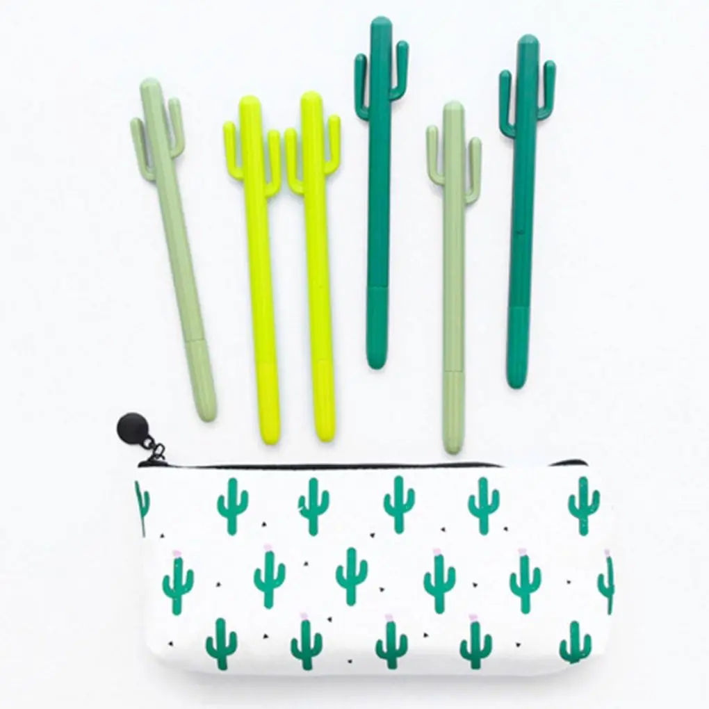 

Cartoon Cactus Style Plastic Ink Replacable Smooth Writing 0.5mm Gel Pen for Students/Employee Award