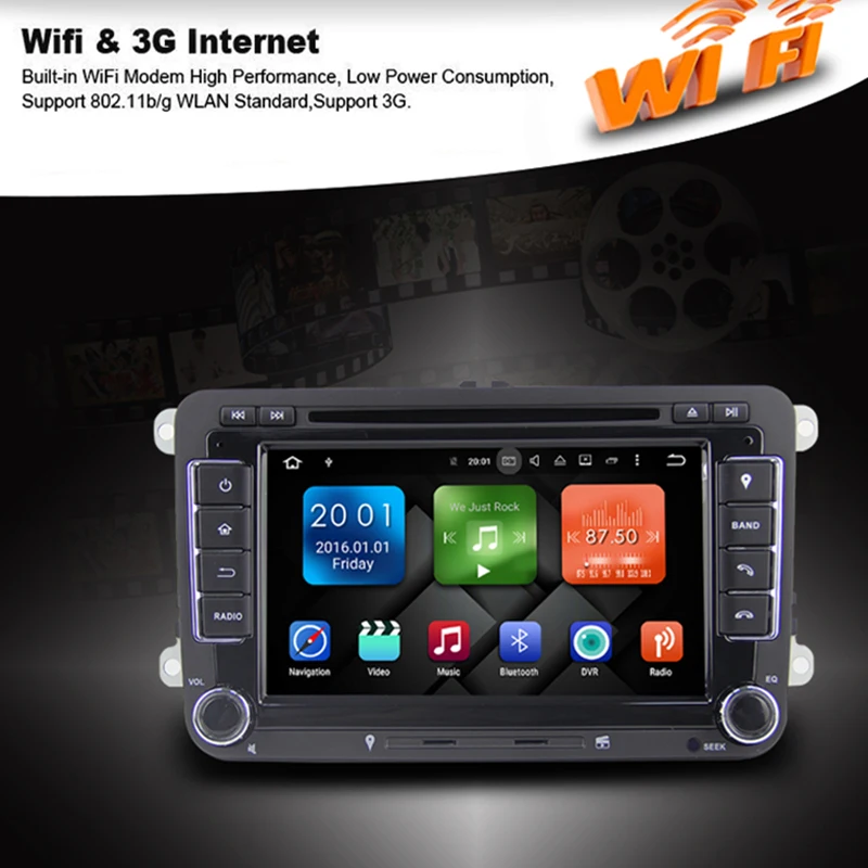 Top Two Din Android 9.0 VW DVD Player GPS Navigation For VW Beetle Caddy CC Golf Polo Jetta Tiguan T5 car radio gps stereo 2G RAM 9