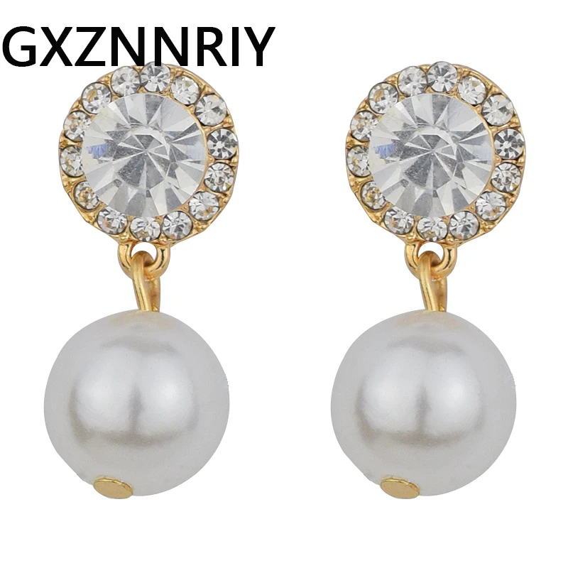 

GXZNNRIY Pearl Earrings for Women Accessories Rhinestone Gold Drop Earrings Female Luxury Earings Korean Fashion Jewelry Gifts