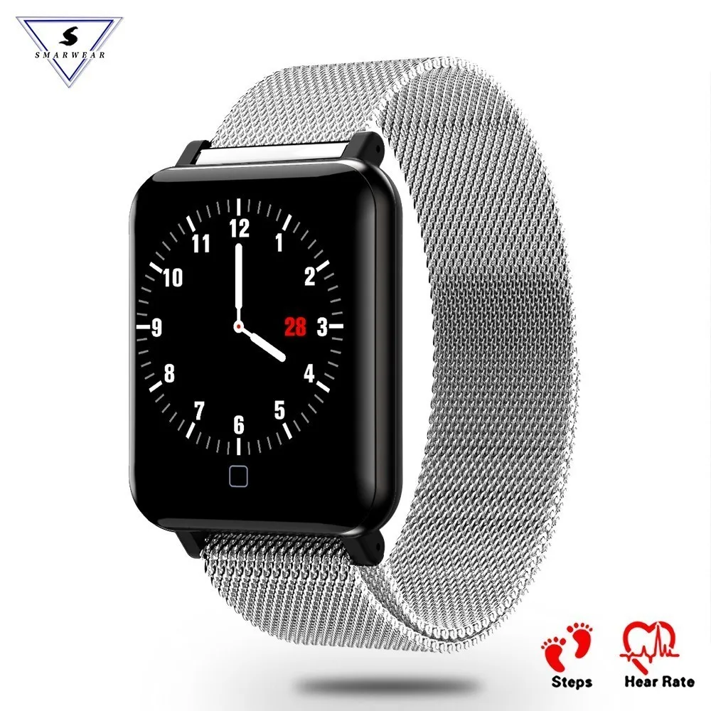 

Ultra thin Stainless Steel smart heart rate bracelet business watch women HD colorful sport Activity Tracker Fitness watch