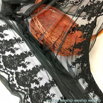 

3yards/lot black white hollow Net yarn fabric embroidery lace mesh fabric wedding dress cloth DIY garment accessories curtains