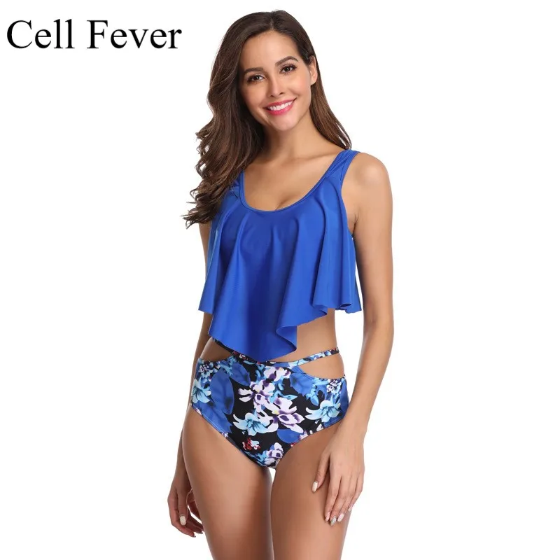 

Swimsuit For Women Two Pieces Sets Swimwear Bathing Suits Top Ruffled Racerback with High Waisted Bottom Tankini Set Beach Wear