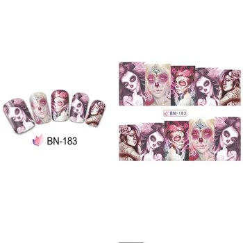 

12 Designs Zombie bride Sticker Skull Image Nail Designs Nail Art Water Transfer Decals for Nails Tips Sticker