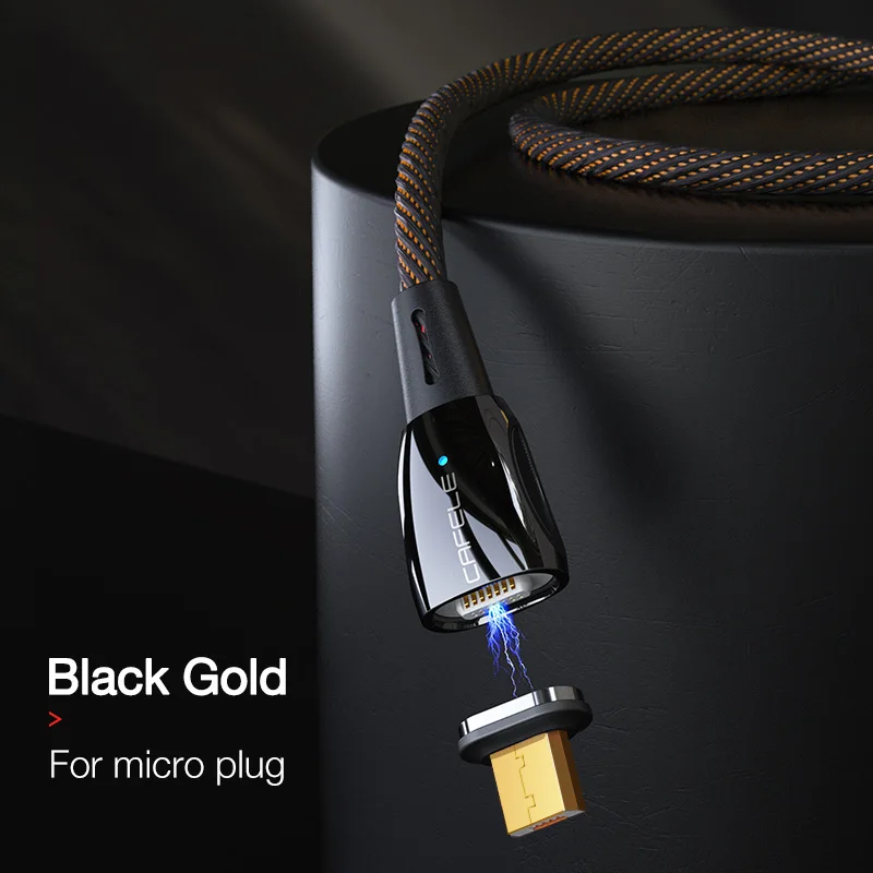 Магнитный кабель Cafele для iPhone Micro type C USB кабель для зарядки дата передачи цинковый сплав QC 3,0 Для Xiaomi huawei samsung - Цвет: Black for Micro
