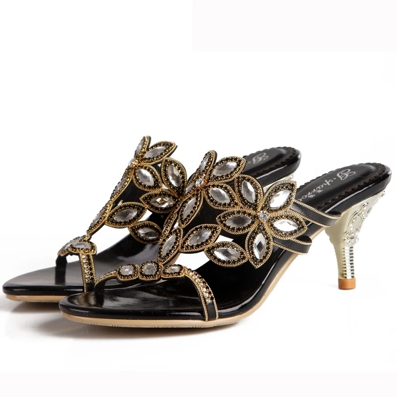 

2018 Newest Style Women Party Dress Sandals Summer Stiletto Heel Shoes Beautiful Fitting Room Slingback Slippers Plus Size 11