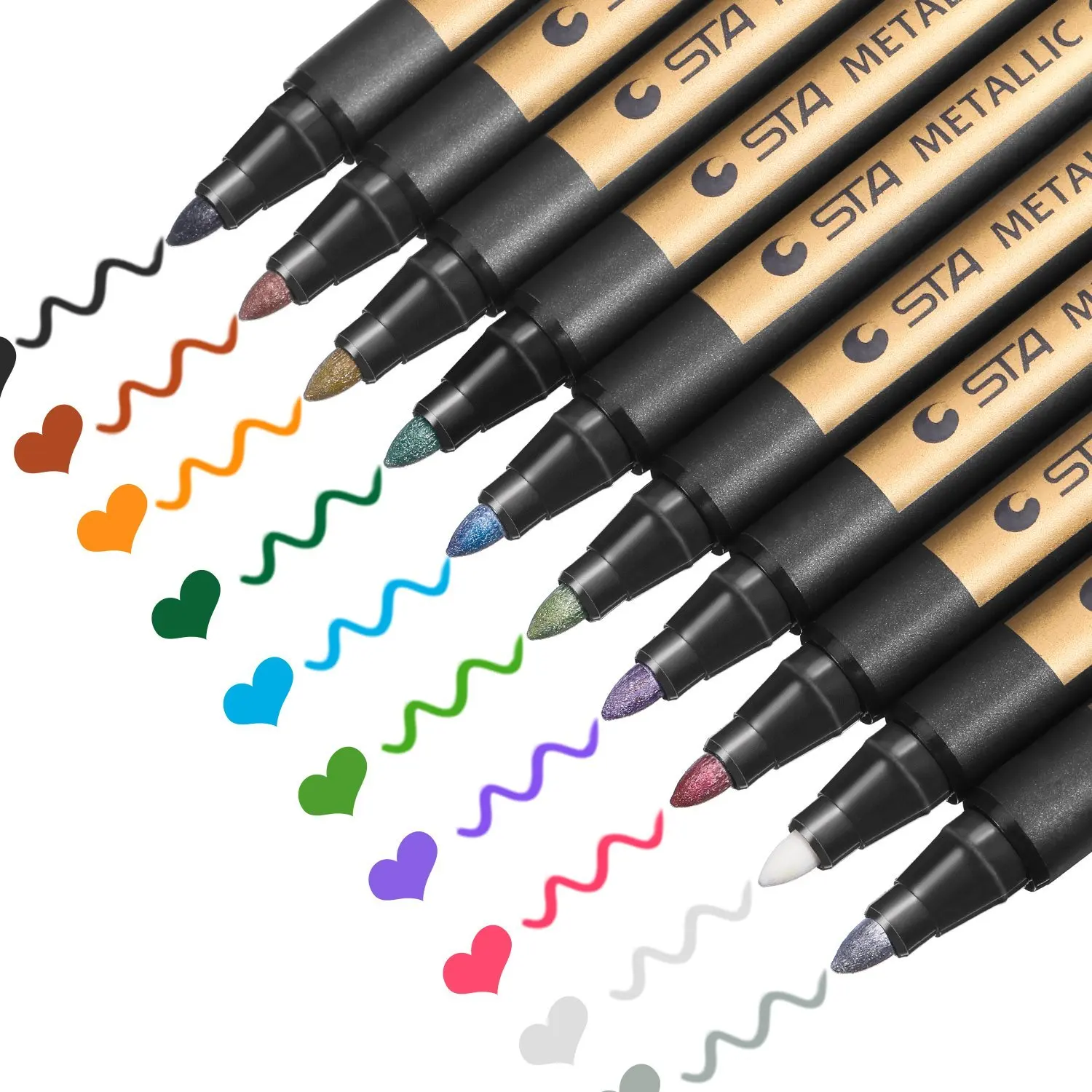 Metallic Markers Pens Fine Metallic Color Art Paints Pens for Rocks Painting Mug Making