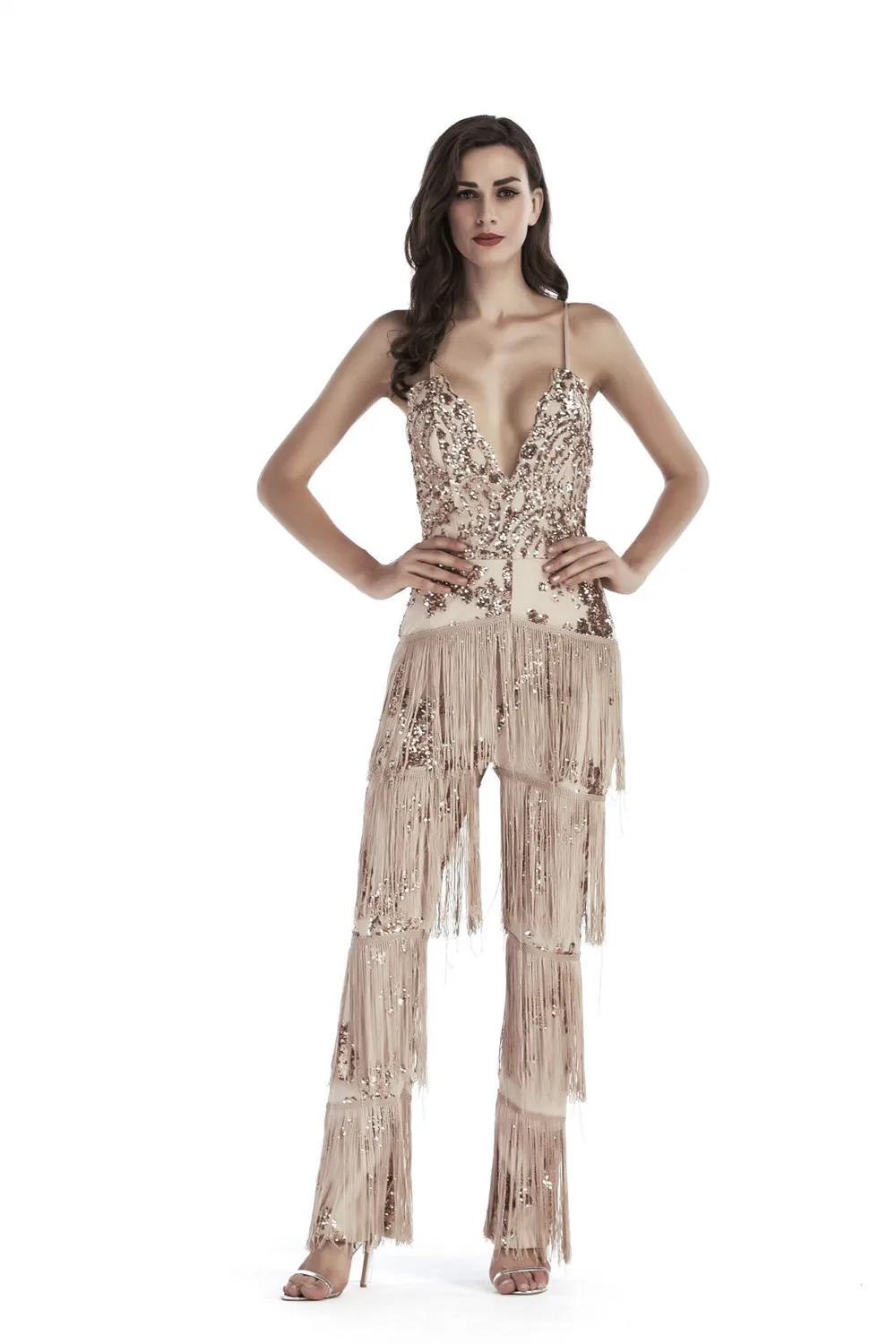 

Deavogy 2019 New Luxury Women strap backless tassel Sexy Party bandage Dress