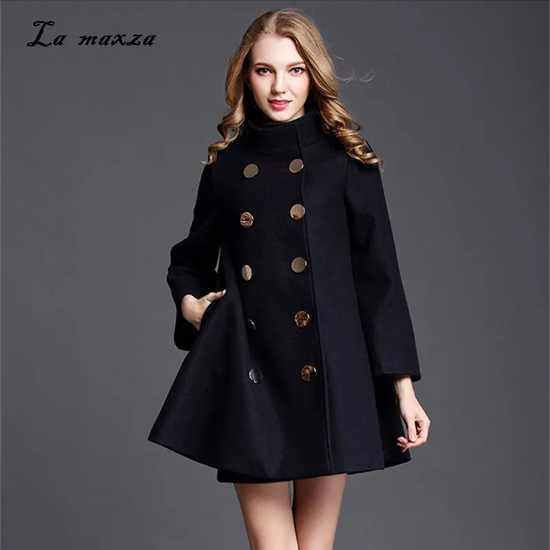 

Women Winter Cape Coat Wool Long Coat 2018 Vintage Elegant Clothes Loose Fashion Korean Cape Coat
