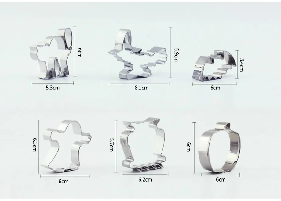 OBRKING 6 шт./компл. из нержавеющей стали, для выпечки формы нарезка печений формы Хэллоуин молд для кексов и конфет украшения инструменты