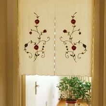 Льняная штора Morning Glory Flower полутеневая вышивка ручной работы в деревенском стиле 85*90 см