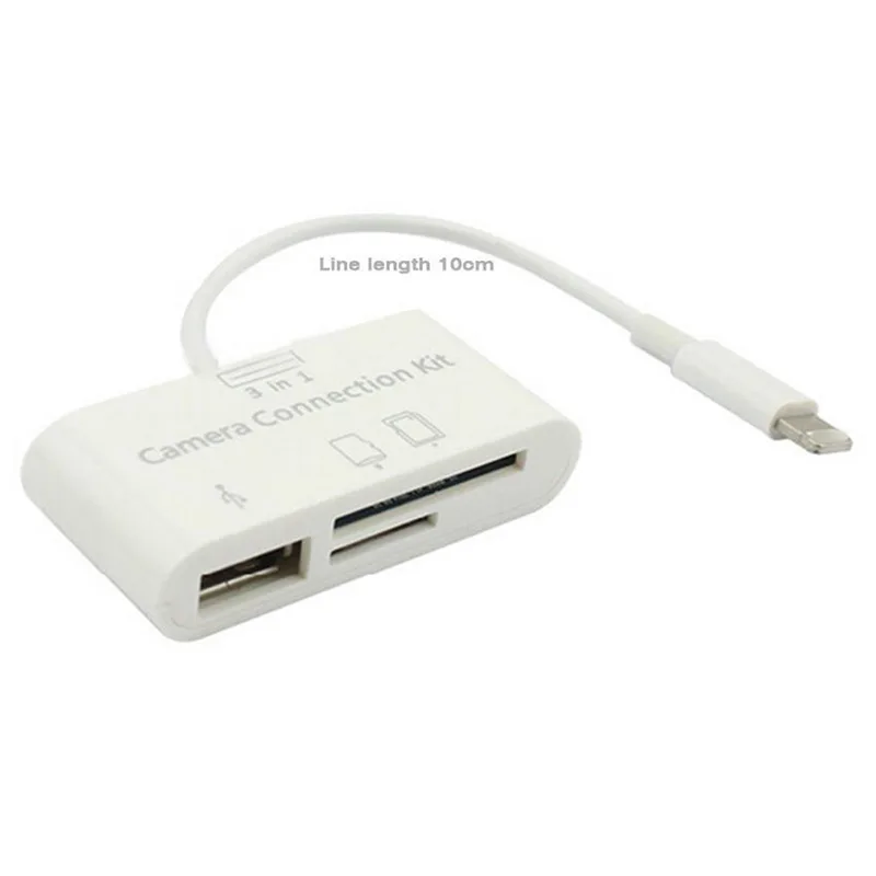3 в 1 устройство для чтения карт памяти планшета IPad 4 Mini IOS 11 Micro SD MMC TF USB OTG кабель