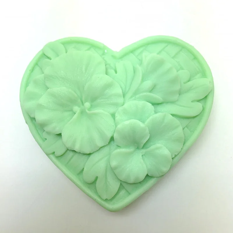Heart Soap silicone mold Flower Pattern woven 3D Soap Making molds