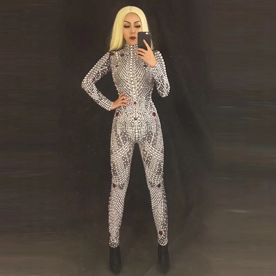 Female Singer Stage Costume Jumpsuits Singers Diamond Dance Outfit