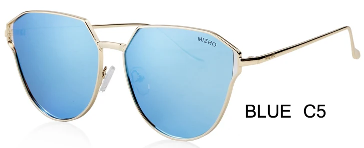MIZHO Future медные Металлические поляризованные солнцезащитные очки женские кошачий глаз зеркало UV400 очки мужские солнцезащитные очки прозрачные визуальные прозрачные розовые - Цвет линз: WPGJ131 blue c5