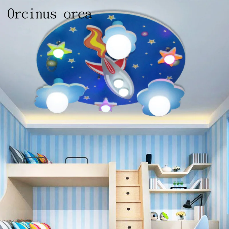 Cartoon Creative Spaceship Ceiling Lamp Boy Girl Bedroom