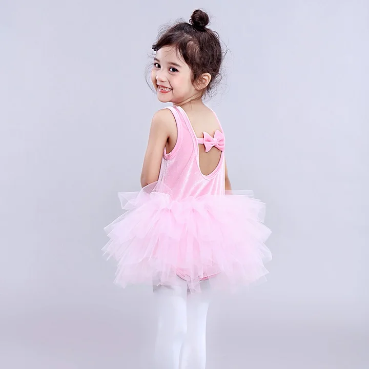 Модное балетное фатиновое платье для девочек; Детские вечерние платья-пачки принцессы; Пышное Платье; бархатный танцевальный Купальник для девочек; костюм для выступлений - Цвет: pink