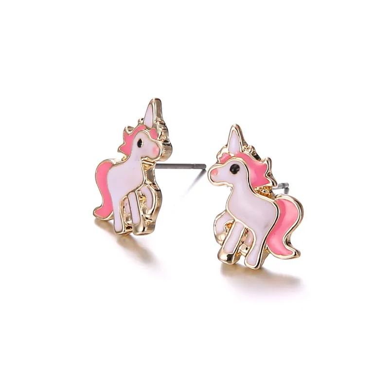 Новые розовые Модные женские серьги-гвоздики с животными ювелирные с золотым оттенком ювелирные изделия подвеска с изображением лошади ожерелье Ювелирные наборы