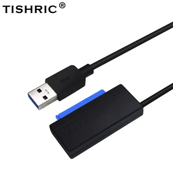 

TISHRIC SATA Cable SATA TO USB 3.0 To 7+15 22pin HDD SSD USB Adapter USB Power Cable Hard Disk Drive Converter