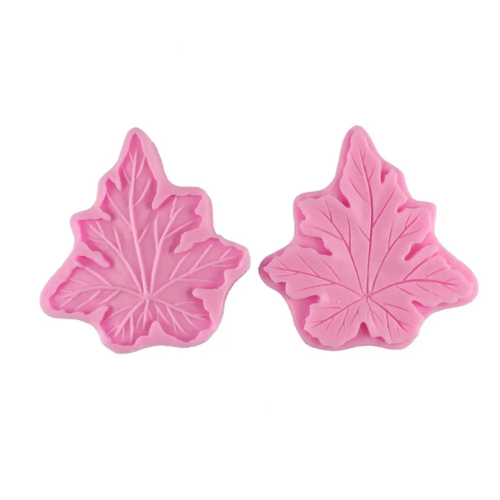 2PCS Silicone Maple Leaf Mold For Cake Decoration Soap Mold Decorating Fondant 3D Silicon Gum