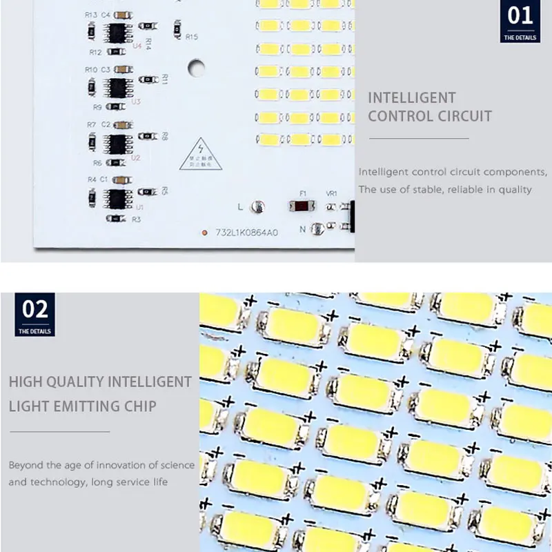 2 шт. светодиодный чип SMD Smart IC AC 220-240 В 10 Вт 20 Вт 30 Вт 50 Вт 100 Вт реальная мощность DIY для наружного прожектора холодный белый теплый белый