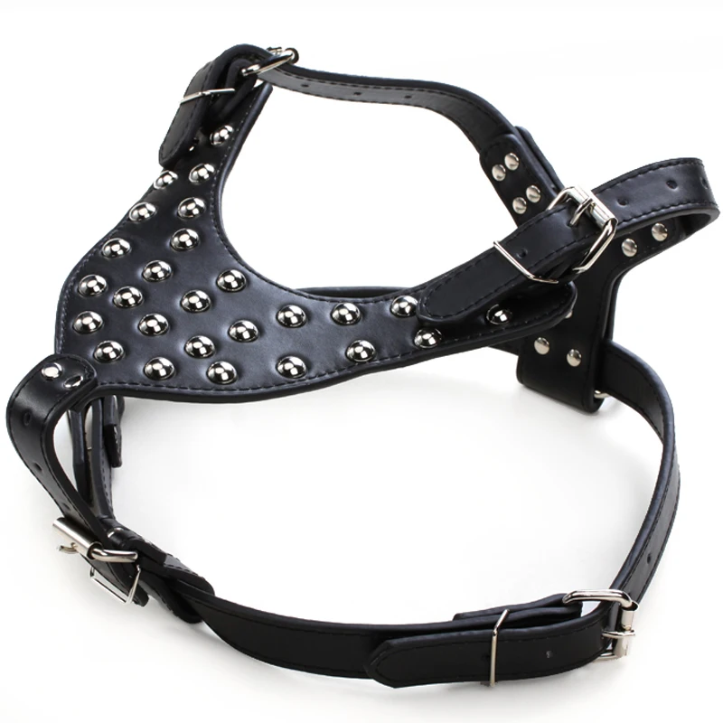 Punk Round nails studded Harness Vest Rope Adjustable Soft Dog Harness