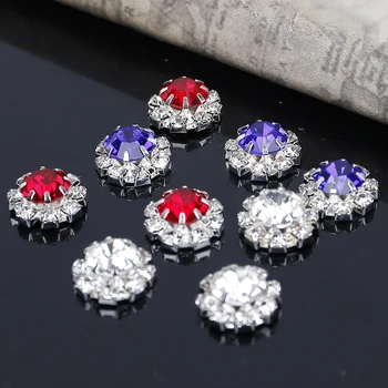 

2017New 100Pcs Dia12mm Round Wedding Rhinestone Embellishment Button Flatback DIY Buckles ZJ107