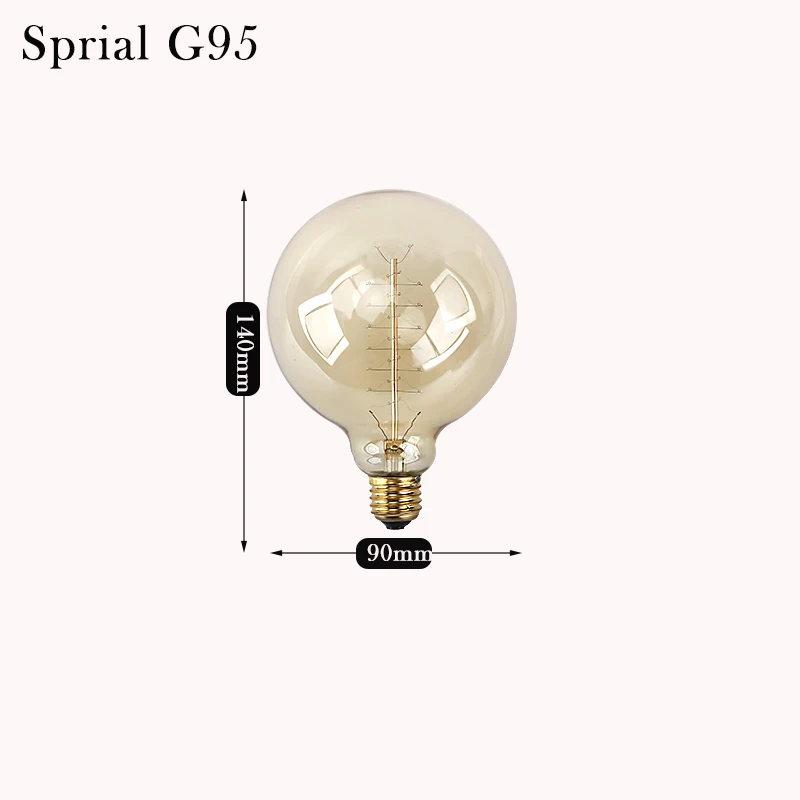10 шт. Винтаж электрическая лампочка эдисона лампочка 40 Вт E27 Ретро свет лампы накаливания для Гостиная Спальня столовая домашний декор Освещение - Цвет: G95 Sprial