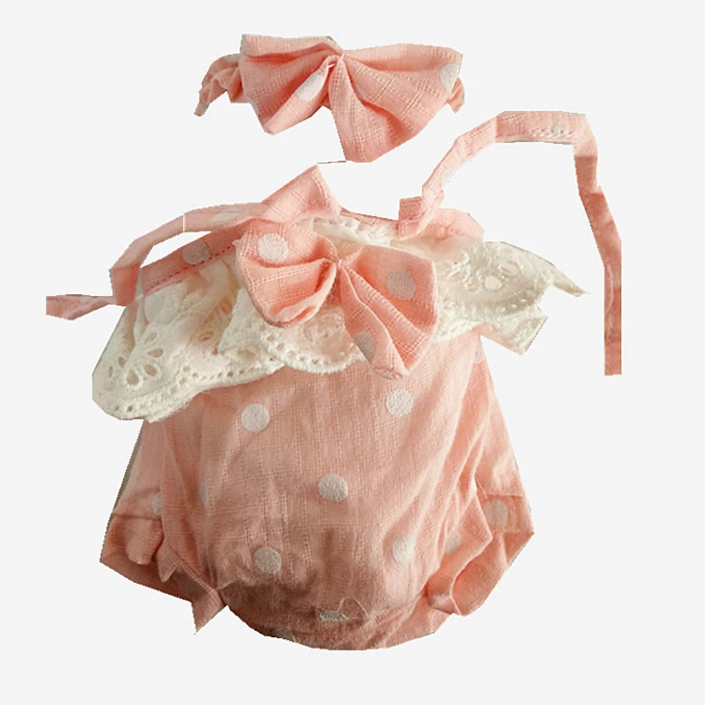 10-11 Inch Reborn Dolls Clothes  Outfit Dot Pattern Jumpsuit Doll Rompers Headband Outfits Dress-up Accessories Party Clothing