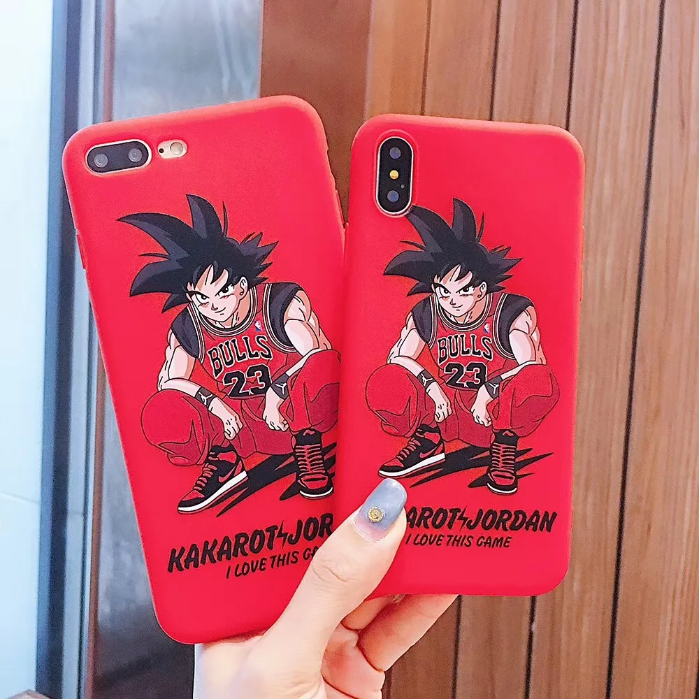 

Jordan 23 air Super Flyman Cartoon Dragon Ball phone case for iphone 6 6s 7 8 Plus X Xs Max Xr Painted Son GoKu Michael Cover