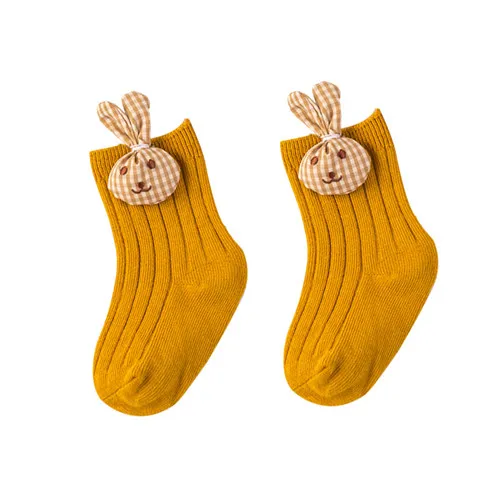 Lawadka/детские носки, хлопковые носки с рисунком для новорожденных, зимние носки, одежда для маленьких девочек, аксессуары - Цвет: yellow rabbit