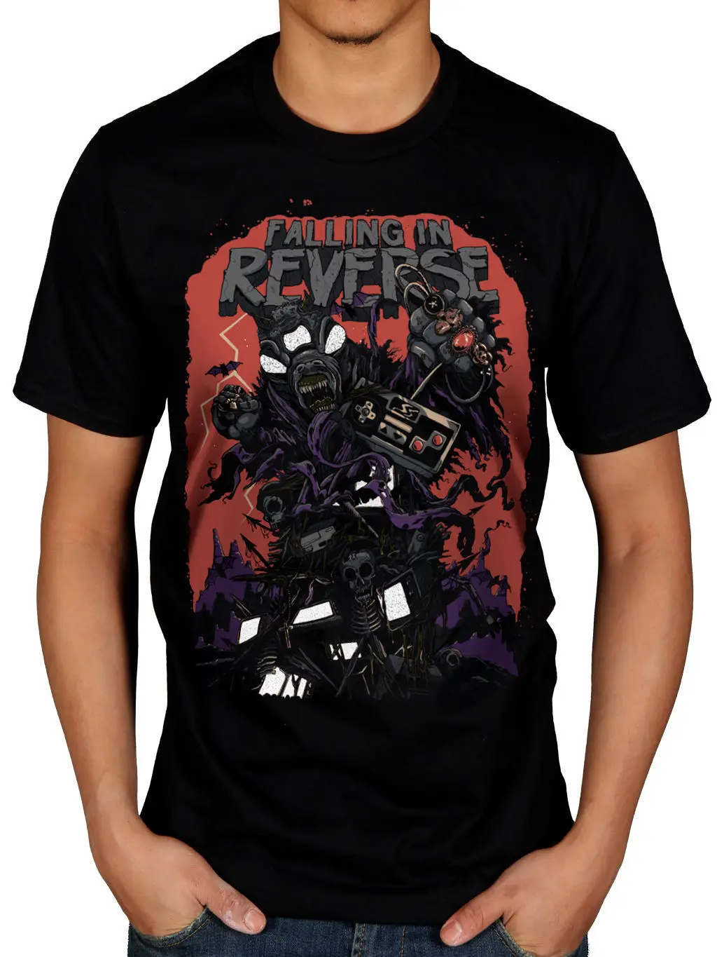 Official Falling In Reverse Video Game T-Shirt Rock Band Fan Merch Hardcore Retro top tee