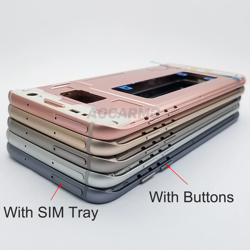 Aocarmo Замена средняя рамка Корпус Шасси с sim-слотом кнопки для samsung Galaxy S7 G930 S7 Edge G935 S7edge