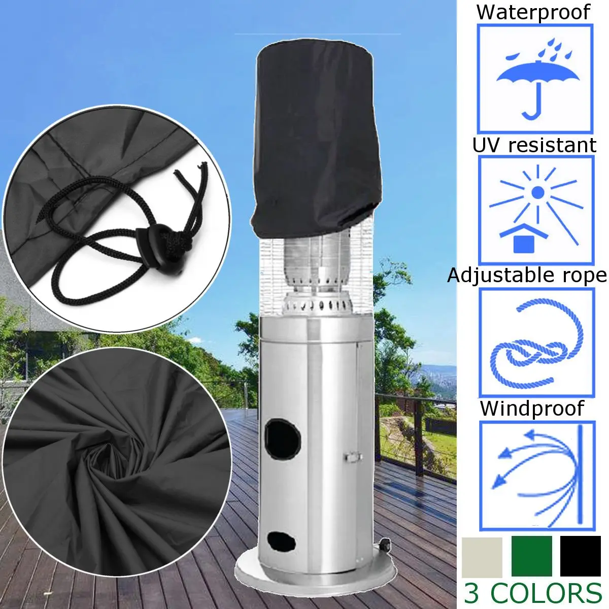 

50*45*45cm 3 Color Outdoor Dust Rain Waterproof Heater Cover Protector Backyard Garden Patio All-Purpose Cover