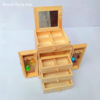 

17.5x15.5x20.5cm natural solid wood storage box can be used as jewelry, sewing box, diy toolbox, custom logo, style customizatio