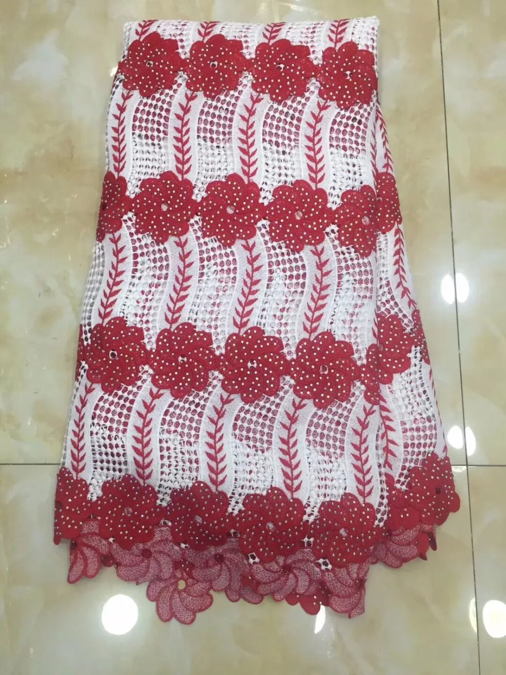 

New African lace fabric, French premium lace fabric with fine gemstones