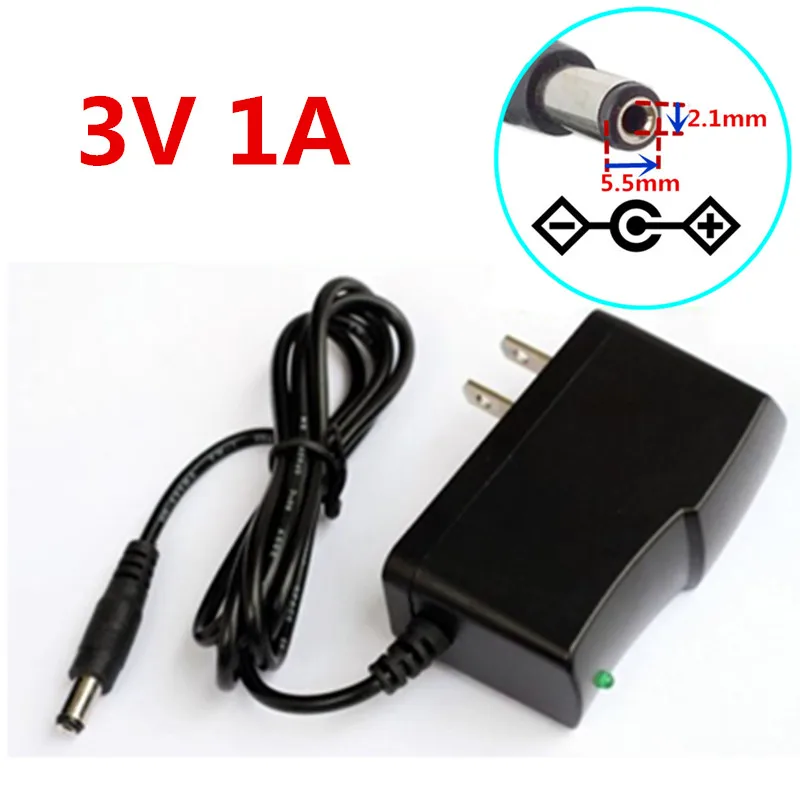EU US UK вилкой 3V1A 5,5 мм* 2,1 мм AC 100 V-240 V преобразователь Мощность адаптер постоянного тока 3V 1A 1000mA Питание EU/US/UK plug 5,5 мм x 2,1 мм