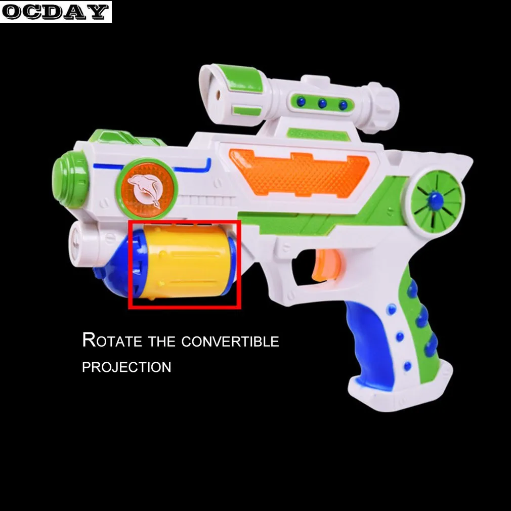 Outdoor Game Toy Gun Electric Luminous Flash Light Music Eight Kinds of Image Voice Projection Gun Boys Like Gift Toy Guns Hot