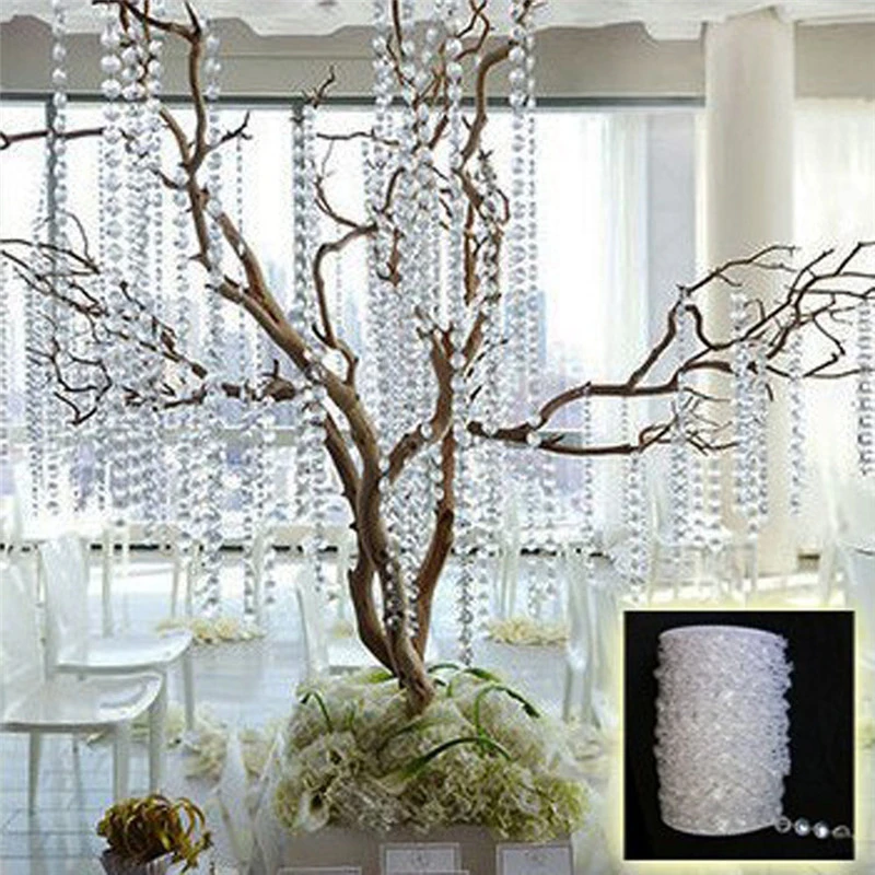 HAOCHU 10m Crystal Acrylic Bead Garland Wedding Centerpiece Floral