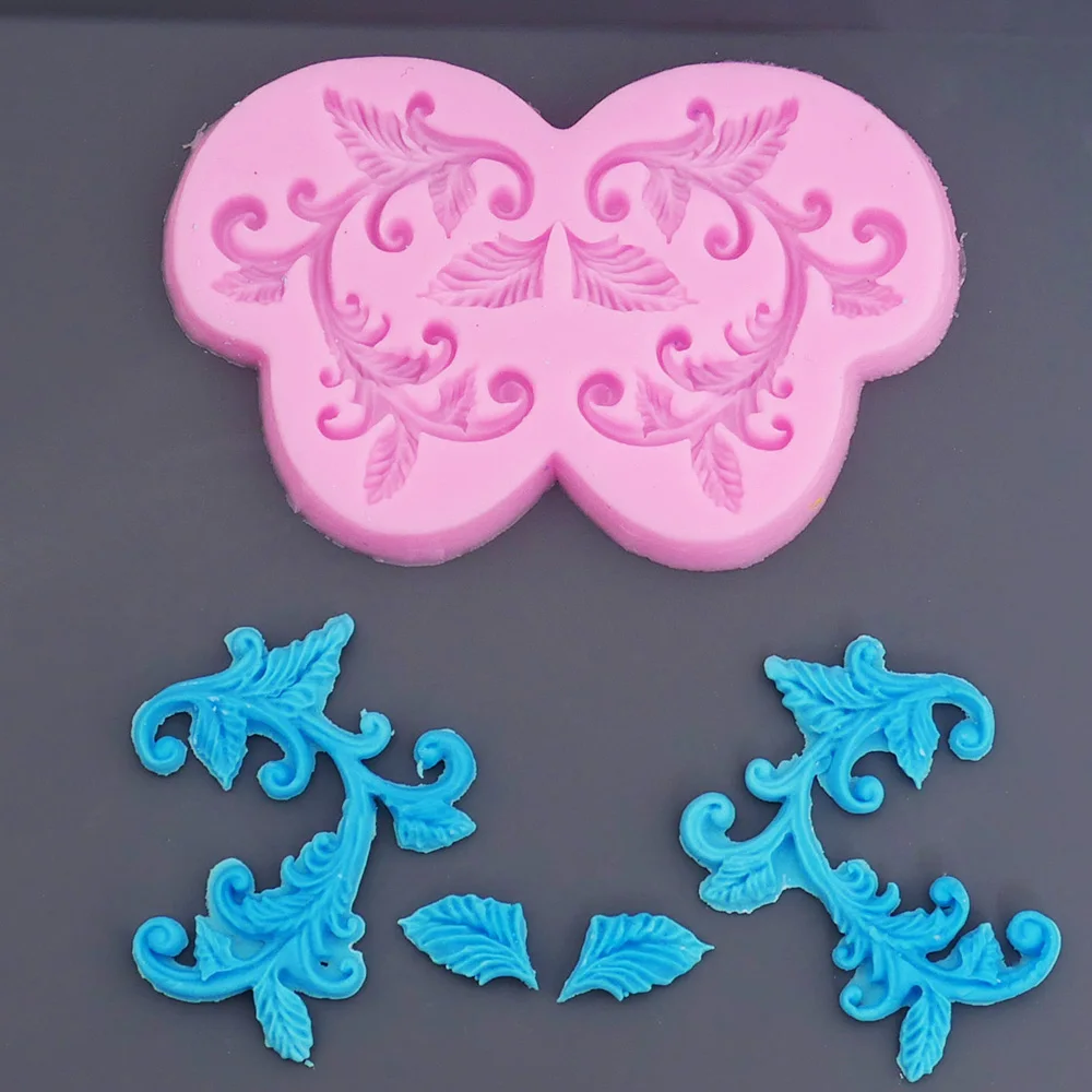 silicone mold Leaves vine cooking fondant molds leaf baking tools lace