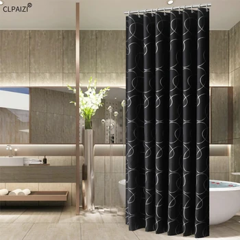 

CLPAIZI Bathroom Accessories Bath Shower Curtain Black Polyester Waterproof and Mildewproof Shower Curtain Size 72" x 80" D30