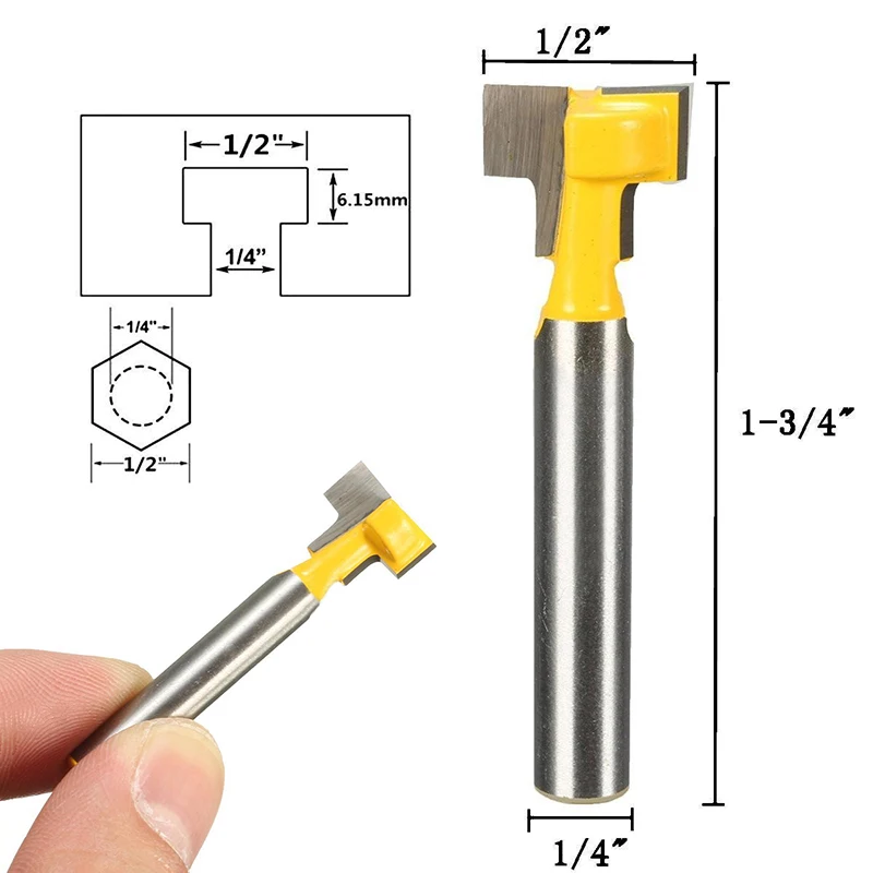 1pc T Slot Router Bit 1/2 Inch Shank Carbide Wood Milling Cutter