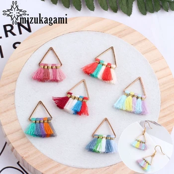 

Earrings Jewelry Triangle Shaped Cotton Tassels Colorful Tassel Charms Pendant 10pcs/lot For DIY Fashion Earrings Making Jewelry