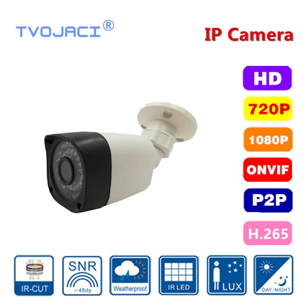 H.264 H.265 наблюдения IP Камера 1MP/2MP Водонепроницаемый Открытый Сетевая камера видеонаблюдения с 36 шт ИК-светодиодный пласт пуля Камера ONVIF