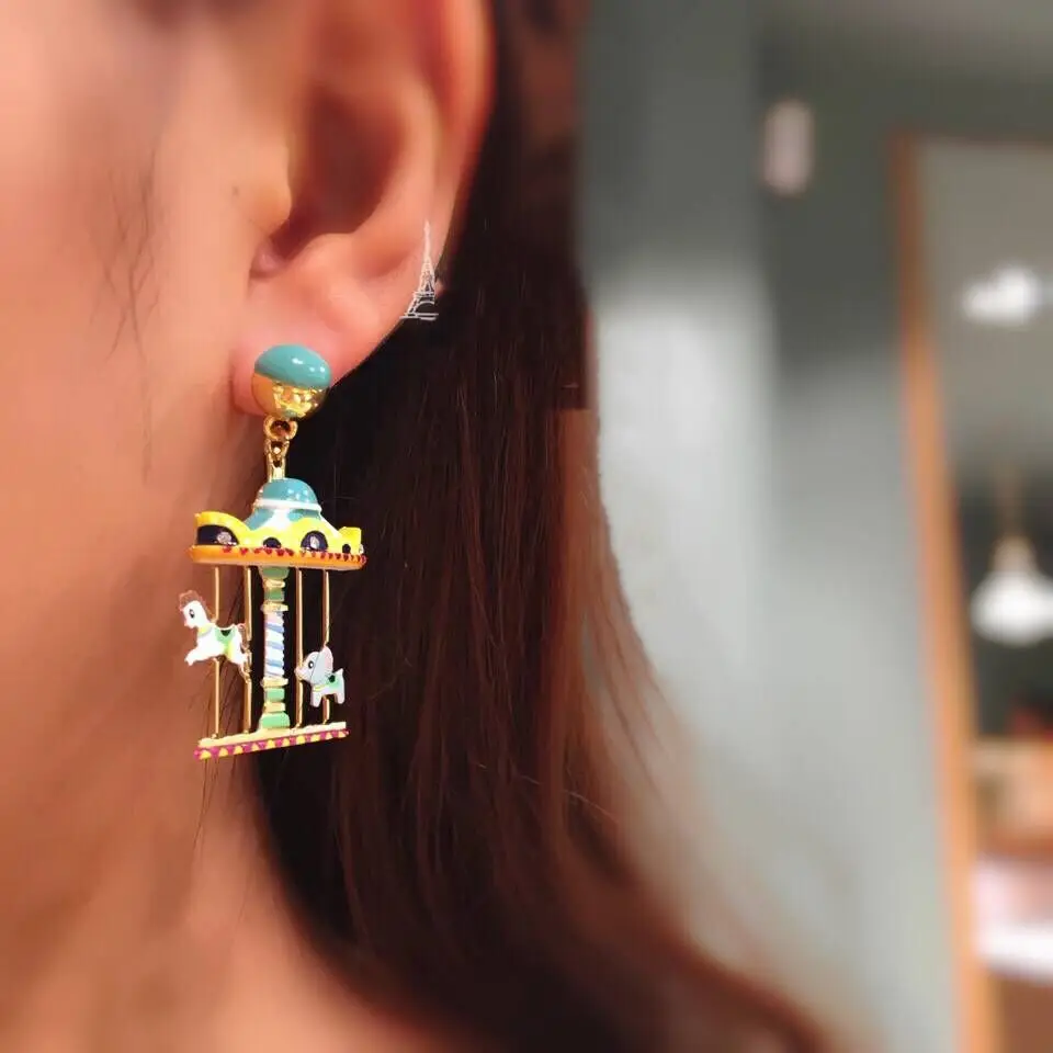 Amybaby, ручная работа, модный дизайн, эмалированная глазурь, Дамбо и кокконь, женские серьги-гвоздики, ювелирные изделия для женщин, вечерние