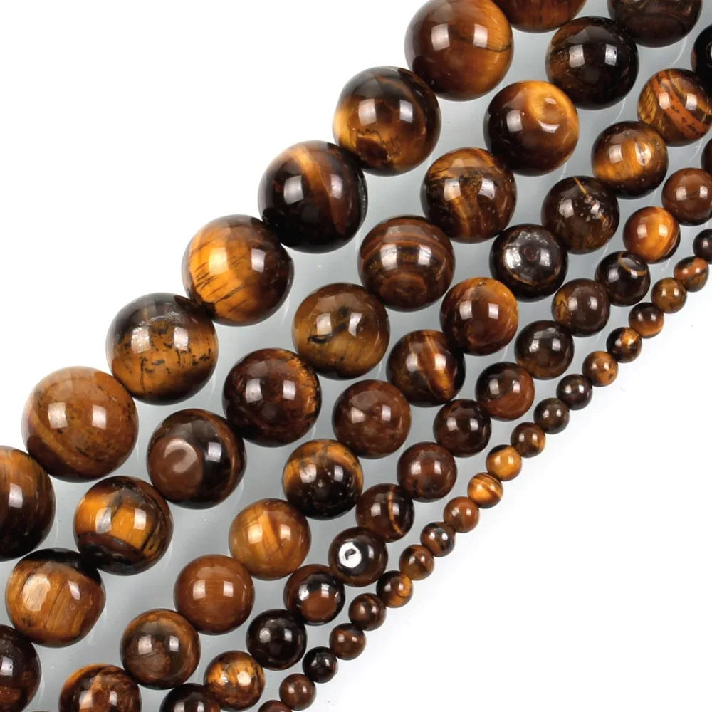 

95pcs Natural Stone Smooth Yellow Tiger Eye Agates Round Loose Beads For Jewelry Making Hademade Bracelet Necklace 4/6/8/10/12mm