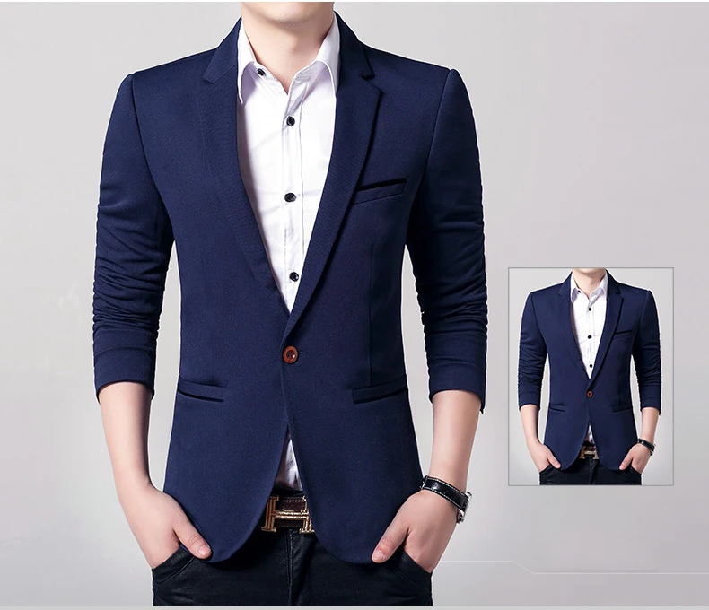 Brand Mens Casual Blazers Autumn Spring Fashion Slim Suit Jacket Men Blazer Masculino Clothing Vetement Homme M~5XL AY1415