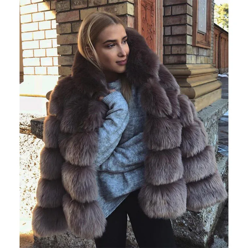 Новинка женское элегантное пальто из искусственного меха модное зимнее
