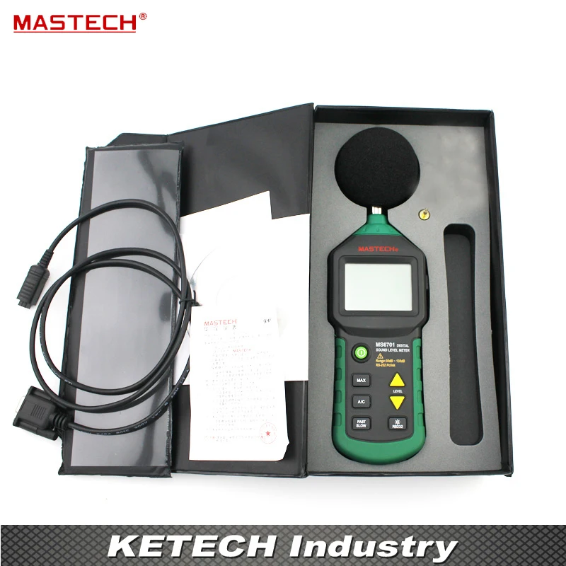 

Autoranging Digital Sound Level Tester Decibel Tester With RS232 Interface and Software , 30dB to 130dB MASTECH MS6701