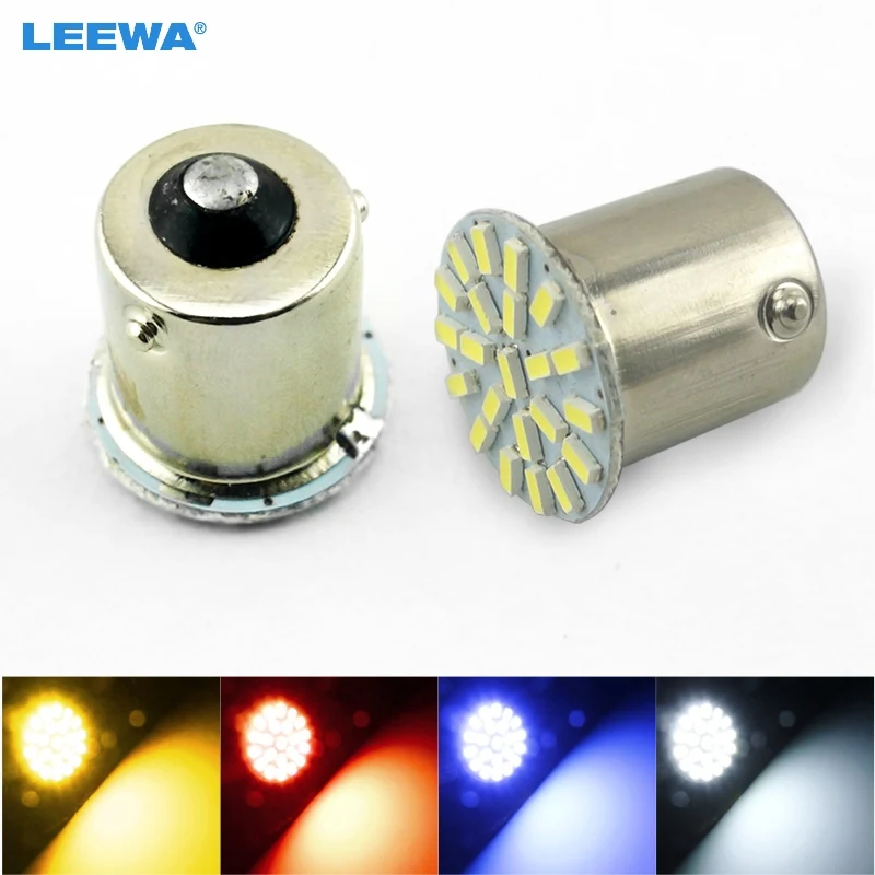 LEEWA 50 шт. белый/синий/красный автомобильный led P21w s25 ba15s 3014 1156 22 smd 22smd поворотники
